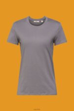 Esprit Cotton crewneck t-shirt Women Medium Grey T-Shirts P0D0X455 - Image 5