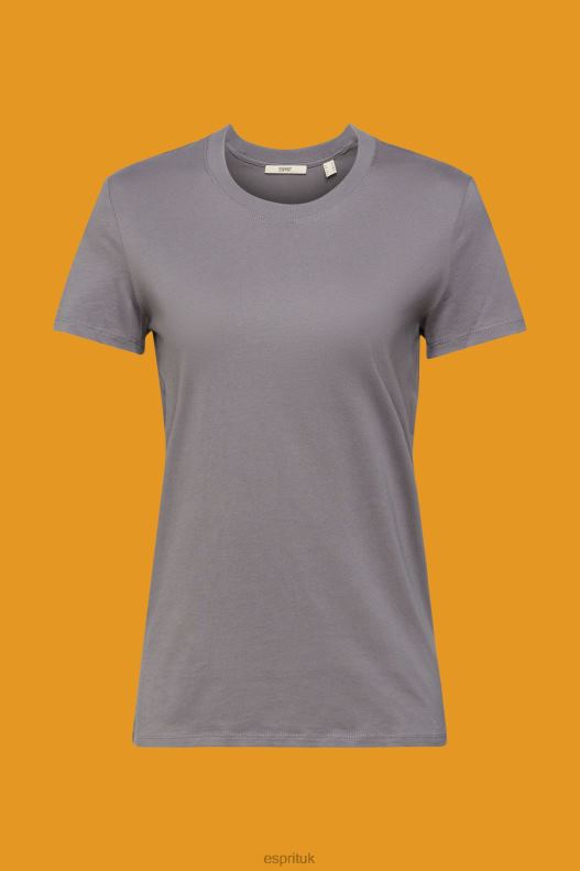 Esprit Cotton crewneck t-shirt Women Medium Grey T-Shirts P0D0X455 - Image 5