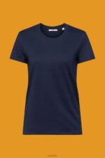 Esprit Cotton crewneck t-shirt Women Navy T-Shirts P0D0X459 - Image 5