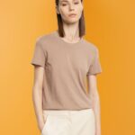 Esprit Cotton crewneck t-shirt Women Taupe T-Shirts P0D0X457