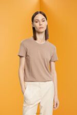 Esprit Cotton crewneck t-shirt Women Taupe T-Shirts P0D0X457
