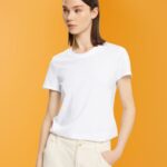 Esprit Cotton crewneck t-shirt Women White T-Shirts P0D0X456
