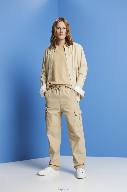 Esprit Cotton jogger-style tapered cargo trousers Men Sand Trousers & Pants P0D0X674 - Image 2