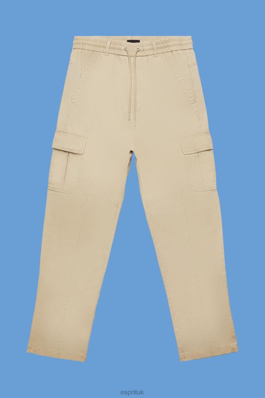 Esprit Cotton jogger-style tapered cargo trousers Men Sand Trousers & Pants P0D0X674 - Image 5