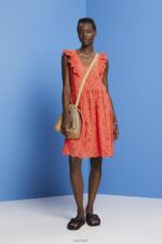 Esprit Cotton lace dress Women Coral Orange Dresses P0D0X192 - Image 2