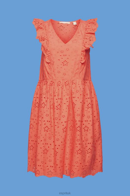 Esprit Cotton lace dress Women Coral Orange Dresses P0D0X192 - Image 5