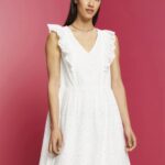 Esprit Cotton lace dress Women Off White Dresses P0D0X191