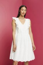 Esprit Cotton lace dress Women Off White Dresses P0D0X191