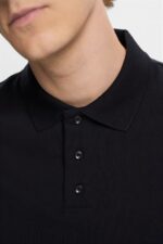Esprit Cotton Mesh Polo Shirt Men Black Polos P0D0X566 - Image 3