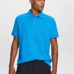 Esprit Cotton Mesh Polo Shirt Men Bright Blue Polos P0D0X570