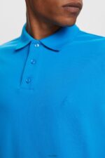 Esprit Cotton Mesh Polo Shirt Men Bright Blue Polos P0D0X570 - Image 3
