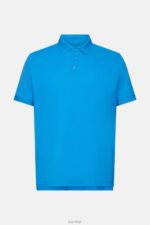 Esprit Cotton Mesh Polo Shirt Men Bright Blue Polos P0D0X570 - Image 5