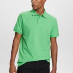 Esprit Cotton Mesh Polo Shirt Men Green Polos P0D0X569