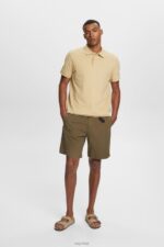 Esprit Cotton Mesh Polo Shirt Men Pale Khaki Polos P0D0X568 - Image 2