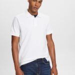 Esprit Cotton Mesh Polo Shirt Men White Polos P0D0X567