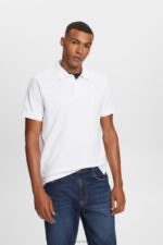 Esprit Cotton Mesh Polo Shirt Men White Polos P0D0X567