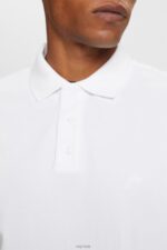 Esprit Cotton Mesh Polo Shirt Men White Polos P0D0X567 - Image 3