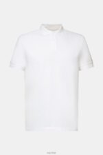 Esprit Cotton Mesh Polo Shirt Men White Polos P0D0X567 - Image 5