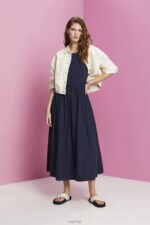 Esprit Cotton Midi Dress Women Navy Dresses P0D0X185 - Image 2