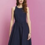 Esprit Cotton Midi Dress Women Navy Dresses P0D0X185