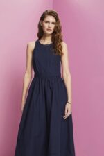 Esprit Cotton Midi Dress Women Navy Dresses P0D0X185