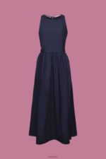 Esprit Cotton Midi Dress Women Navy Dresses P0D0X185 - Image 5