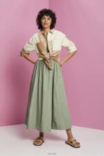 Esprit Cotton Midi Dress Women Pale Khaki Dresses P0D0X184 - Image 2