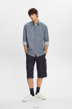 Esprit Cotton Poplin Shirt Men Grey Blue Shirts P0D0X576 - Image 2