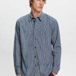 Esprit Cotton Poplin Shirt Men Grey Blue Shirts P0D0X576
