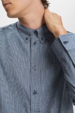 Esprit Cotton Poplin Shirt Men Grey Blue Shirts P0D0X576 - Image 3