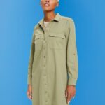 Esprit Cotton shirt dress Women Light Khaki Dresses P0D0X45
