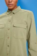 Esprit Cotton shirt dress Women Light Khaki Dresses P0D0X45 - Image 3
