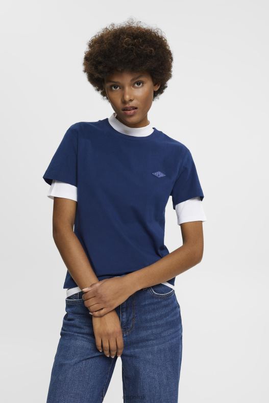 Esprit Cotton T-shirt with embroidered logo Women Ink T-Shirts P0D0X150 - Image 1