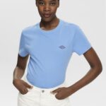 Esprit Cotton T-shirt with embroidered logo Women Light Blue Lavender T-Shirts P0D0X151