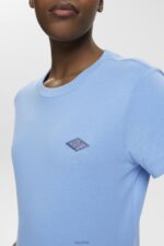Esprit Cotton T-shirt with embroidered logo Women Light Blue Lavender T-Shirts P0D0X151 - Image 3