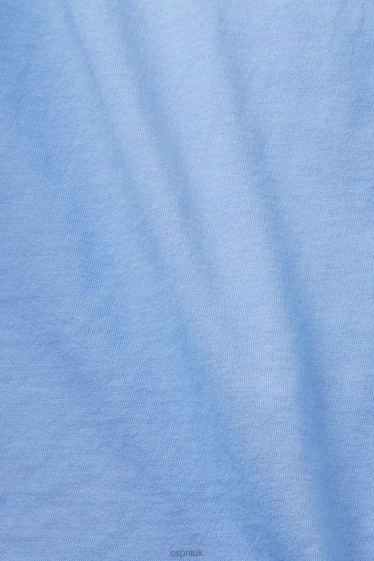 Esprit Cotton T-shirt with embroidered logo Women Light Blue Lavender T-Shirts P0D0X151 - Image 4