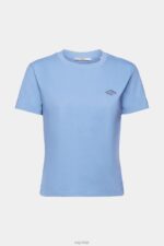 Esprit Cotton T-shirt with embroidered logo Women Light Blue Lavender T-Shirts P0D0X151 - Image 5