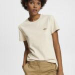 Esprit Cotton T-shirt with embroidered logo Women Light Taupe T-Shirts P0D0X148