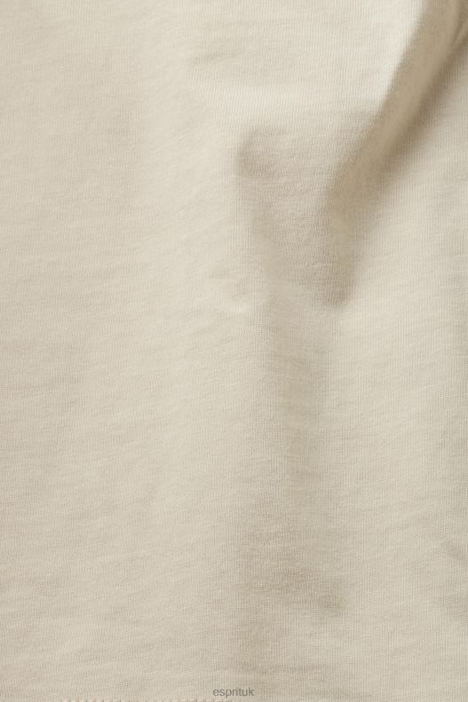 Esprit Cotton T-shirt with embroidered logo Women Light Taupe T-Shirts P0D0X148 - Image 4