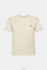 Esprit Cotton T-shirt with embroidered logo Women Light Taupe T-Shirts P0D0X148 - Image 5