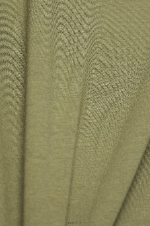 Esprit Cotton T-shirt with embroidered logo Women Olive T-Shirts P0D0X149 - Image 4