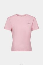 Esprit Cotton T-shirt with embroidered logo Women Pink T-Shirts P0D0X152 - Image 5