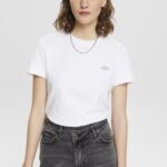 Esprit Cotton T-shirt with embroidered logo Women White T-Shirts P0D0X147