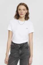 Esprit Cotton T-shirt with embroidered logo Women White T-Shirts P0D0X147