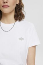 Esprit Cotton T-shirt with embroidered logo Women White T-Shirts P0D0X147 - Image 3