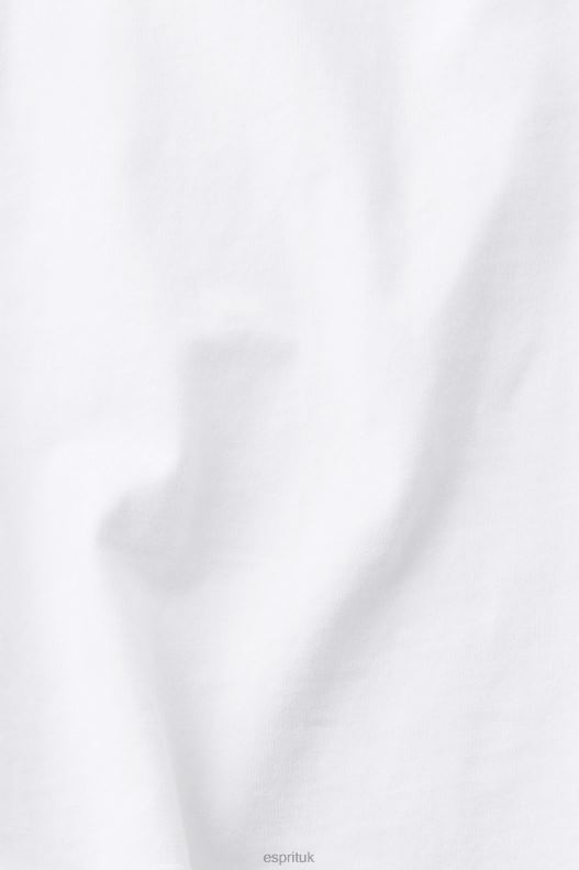 Esprit Cotton T-shirt with embroidered logo Women White T-Shirts P0D0X147 - Image 4