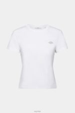 Esprit Cotton T-shirt with embroidered logo Women White T-Shirts P0D0X147 - Image 5