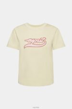 Esprit Cotton T-shirt with printed logo Women Beige T-Shirts P0D0X143 - Image 5