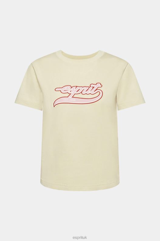 Esprit Cotton T-shirt with printed logo Women Beige T-Shirts P0D0X143 - Image 5
