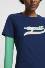 Esprit Cotton T-shirt with printed logo Women Ink T-Shirts P0D0X145 - Image 3